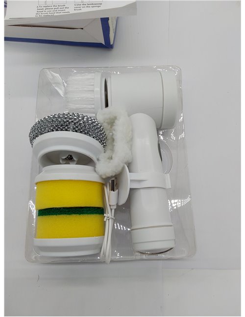 Cepillo de limpieza eléctrico, fregador giratorio eléctrico con 5 cabezales de cepillo, kit de limpieza automático para bañera d
