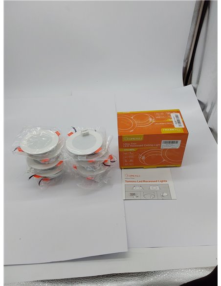 Tomosu Pack 10 Downlight LED Techo Empotrable Extraplano Redondo, 5W 450LM, Blanco Frio (6000K), IP44 Corte 75-90mm, AC 220-240V