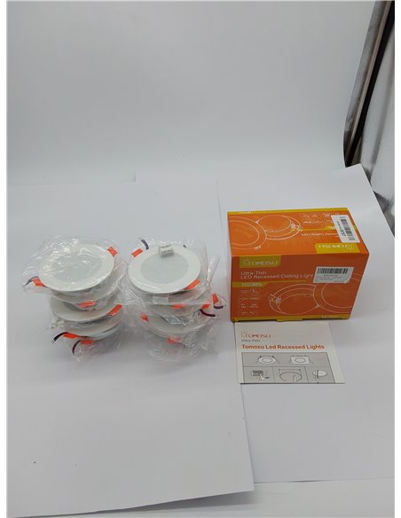 Tomosu Pack 10 Downlight LED Techo Empotrable Extraplano Redondo, 5W 450LM, Blanco Frio (6000K), IP44 Corte 75-90mm, AC 220-240V