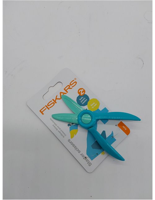 Fiskars Tijeras para niños, A partir de 2 años, Para aprender a cortar, Longitud: 13 cm, Hojas y mangos de plástico, Azul-verde,