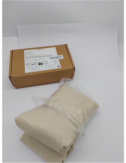 Amazon Basics Sabana Bajera Ajustable, 180 x 200 x 30 cm, de Poliéster Microfibra, Beige 