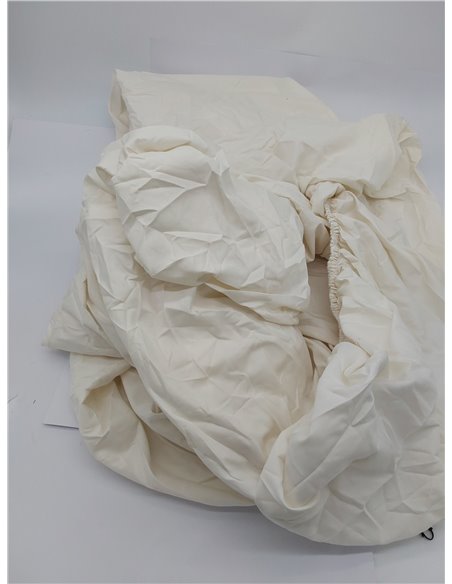 Amazon Basics Sabana Bajera Ajustable, 180 x 200 x 30 cm, de Poliéster Microfibra, Crema 