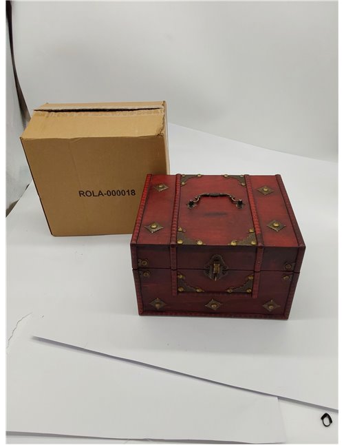 Brynnberg Caja de madera Vitec 24x21x18cm - Cofre del tesoro pirata de estilo vintage -