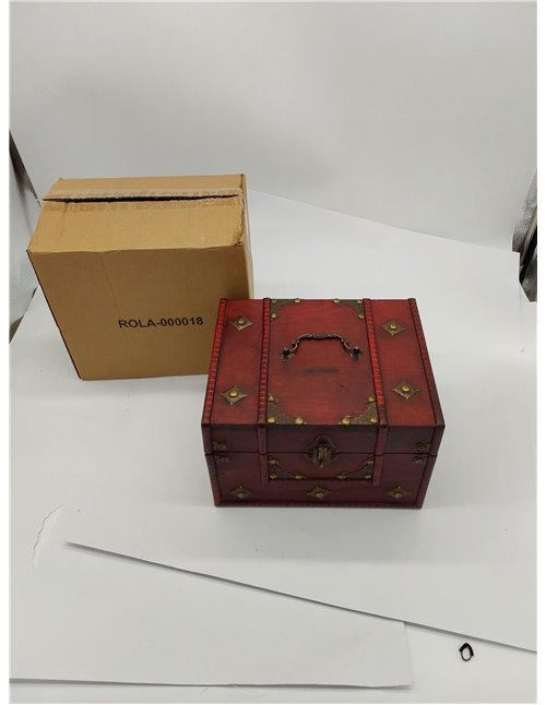 Brynnberg Caja de madera Vitec 24x21x18cm - Cofre del tesoro pirata de estilo vintage -