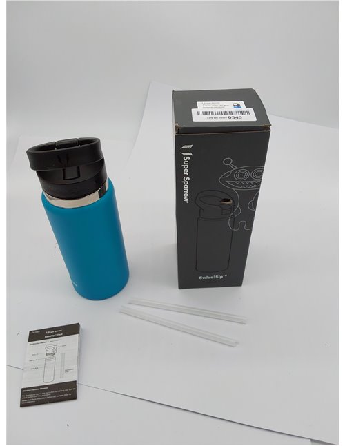 Super Sparrow Botella de Agua Acero Inoxidable - Botella Termica Boca Ancha con Paja 750ml - Sin BPA, para Gimnasio, Deporte, Of