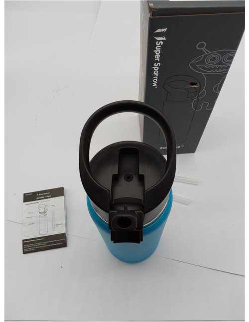 Super Sparrow Botella de Agua Acero Inoxidable - Botella Termica Boca Ancha con Paja 750ml - Sin BPA, para Gimnasio, Deporte, Of
