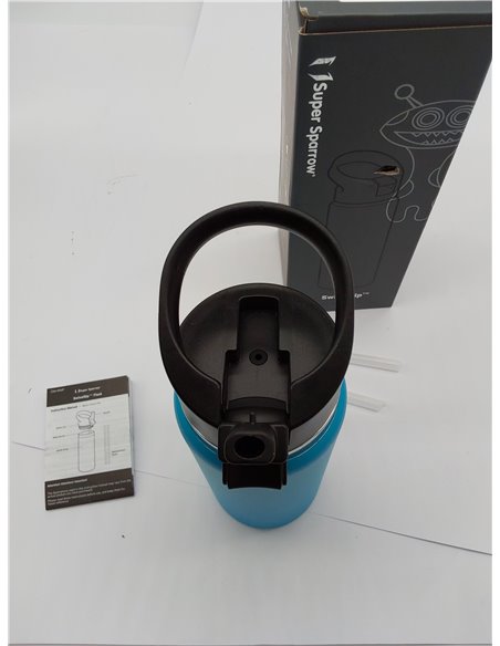 Super Sparrow Botella de Agua Acero Inoxidable - Botella Termica Boca Ancha con Paja 750ml - Sin BPA, para Gimnasio, Deporte, Of