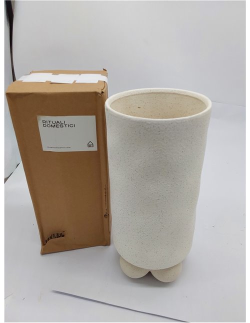 rituali domestici - Jarrón Deco Alto Inequilibrio de cerámica, 13 x 13 cm, Profundidad 28,4 cm, colección Inequilibrio 