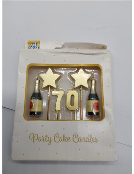 Paper Dreams Velas para tartas, 70 años, cera y madera, color dorado