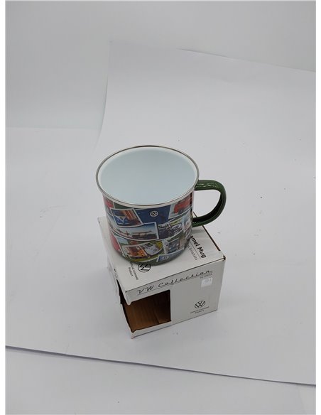 BRISA VW Collection - Volkswagen Taza Grande de Esmalte para cafété o Cappuccino T1-T3 Bus para Camping (500 ml/Sellos/Colorido)