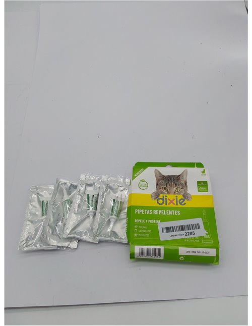 DIXIE - Pipetas Repelentes Gatos - 4 uds x 1 ml - Pipetas Repelentes - 4 Meses de Protección - contra Piojos, Mosquitos, Pulgas 