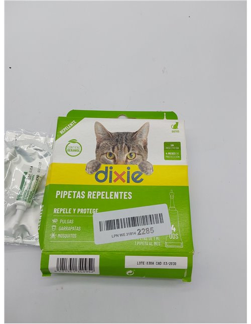 DIXIE - Pipetas Repelentes Gatos - 4 uds x 1 ml - Pipetas Repelentes - 4 Meses de Protección - contra Piojos, Mosquitos, Pulgas 