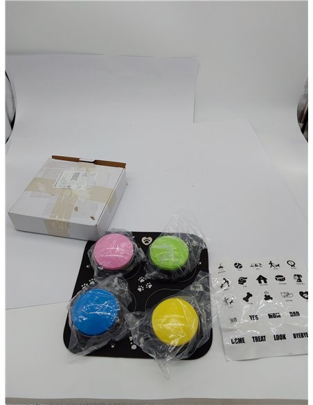 Juego de 4 Botones de Habla de Perro, Botones de Perro con Alfombrilla de Goma, Grabable Botones de Comunicación para Perro, Zum