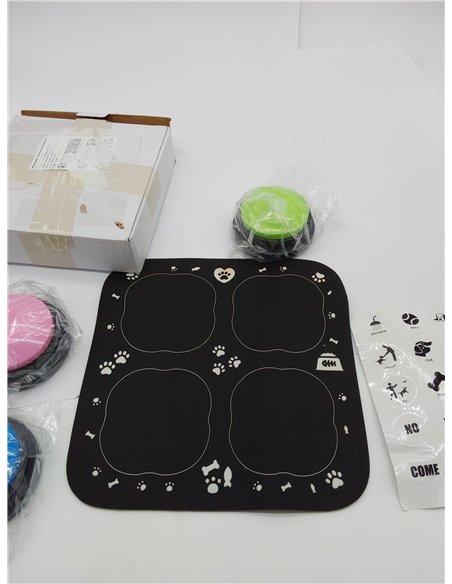 Juego de 4 Botones de Habla de Perro, Botones de Perro con Alfombrilla de Goma, Grabable Botones de Comunicación para Perro, Zum