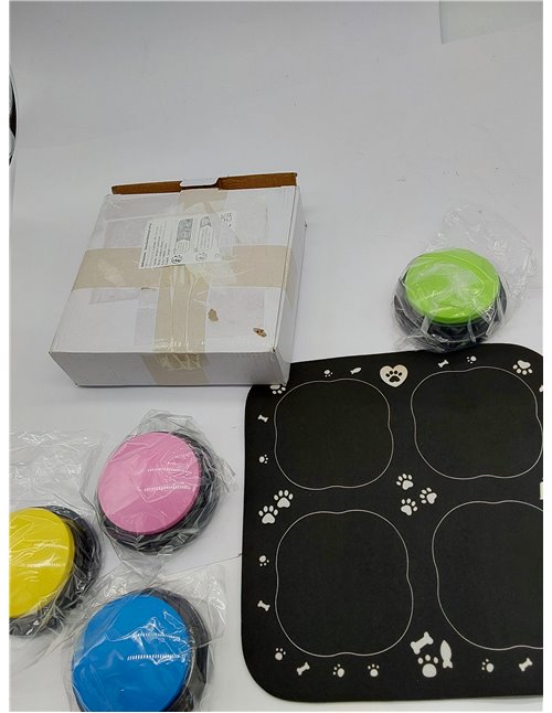 Juego de 4 Botones de Habla de Perro, Botones de Perro con Alfombrilla de Goma, Grabable Botones de Comunicación para Perro, Zum