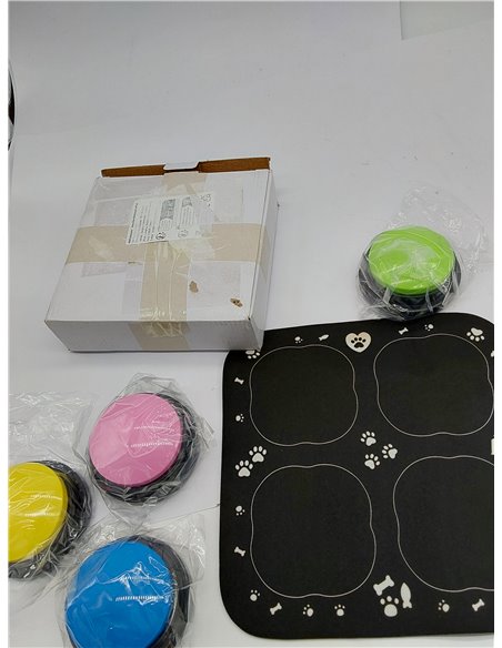 Juego de 4 Botones de Habla de Perro, Botones de Perro con Alfombrilla de Goma, Grabable Botones de Comunicación para Perro, Zum