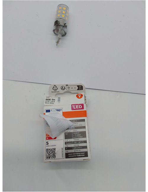 OSRAM LED PIN lámpara LED multicolor con casquillo retrofit G9, 4,9 W / 806 lm, luz blanca cálida y clara con 2700 K, no regulab