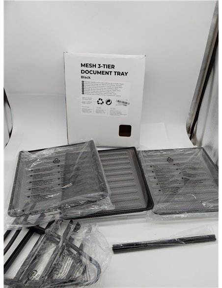 Detectalia Bandeja Organizador Escritorio y Documentos 3 Niveles Negro. Folios A4, Cajonera Escritorio LE FALTAN LOS TORNILLOS