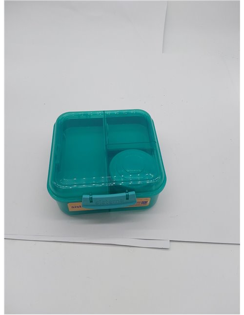 Sistema TO GO fiambrera bento | Fiambrera con tarrina para yogur o fruta | 1,25 l | Fabricado con plástico reciclado | Verde pie