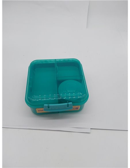 Sistema TO GO fiambrera bento | Fiambrera con tarrina para yogur o fruta | 1,25 l | Fabricado con plástico reciclado | Verde pie