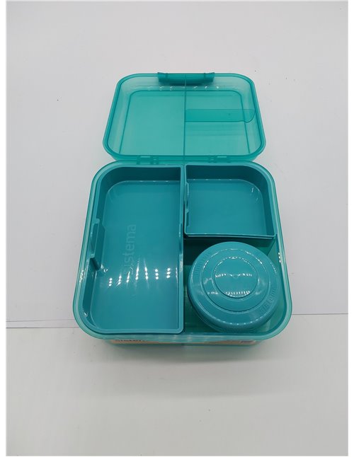 Sistema TO GO fiambrera bento | Fiambrera con tarrina para yogur o fruta | 1,25 l | Fabricado con plástico reciclado | Verde pie