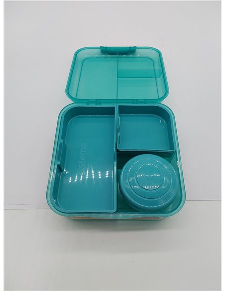 Sistema TO GO fiambrera bento | Fiambrera con tarrina para yogur o fruta | 1,25 l | Fabricado con plástico reciclado | Verde pie