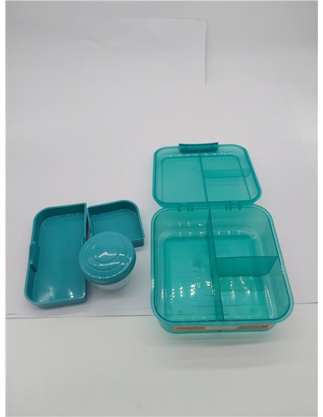Sistema TO GO fiambrera bento | Fiambrera con tarrina para yogur o fruta | 1,25 l | Fabricado con plástico reciclado | Verde pie