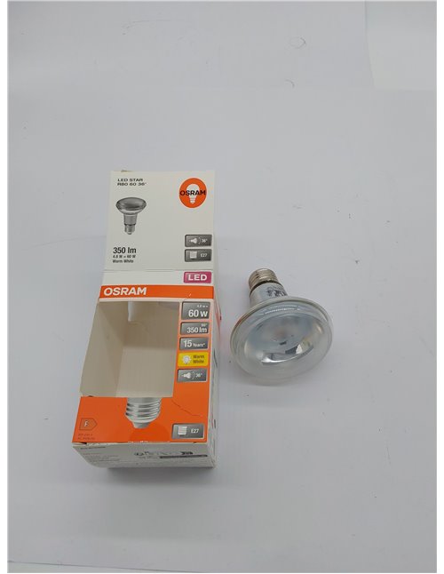 Osram Superstar R80 Bombilla LED reflectora, Casquillo E27, 2700 K, 4.3 W, Equivalente a 60W, Blanco cálido, 1 Unidad (Paquete d