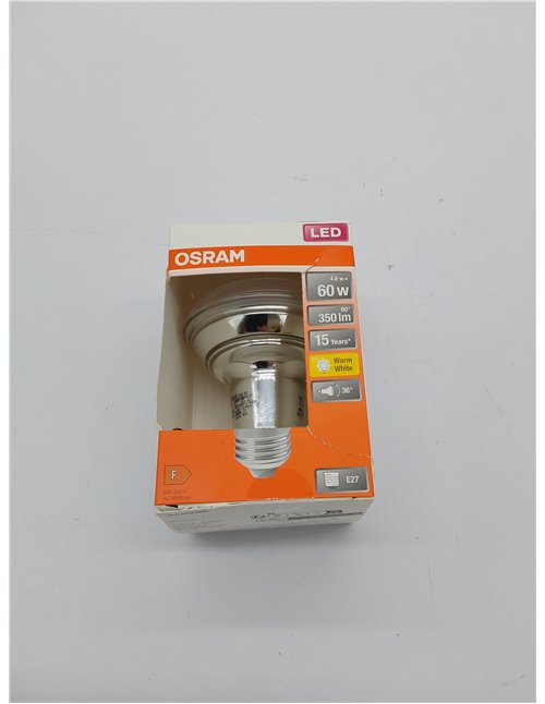 Osram Superstar R80 Bombilla LED reflectora, Casquillo E27, 2700 K, 4.3 W, Equivalente a 60W, Blanco cálido, 1 Unidad (Paquete d