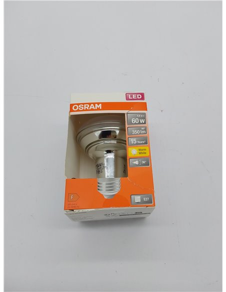Osram Superstar R80 Bombilla LED reflectora, Casquillo E27, 2700 K, 4.3 W, Equivalente a 60W, Blanco cálido, 1 Unidad (Paquete d