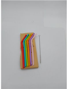 Irisana - Pajitas Reutilizables - Pack de 6 - Multicolor - Silicona sin BPA - Incluye Cepillo Limpiador - Aptas para Lavavajilla 2