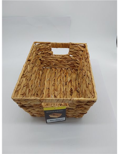 ECHTWERK Cesta de almacenaje de jacinto de agua, Rectangular, 33 x 25 x 15 cm, colores naturales, cesta de mimbre, apilable para