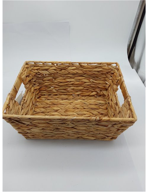 ECHTWERK Cesta de almacenaje de jacinto de agua, Rectangular, 33 x 25 x 15 cm, colores naturales, cesta de mimbre, apilable para