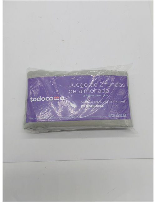 Todocama – Juego de 2 Fundas de Almohada, Microfibra Extra Suave, hipoalergénicas. Juego de 2-80x40 cm Gris Claro 