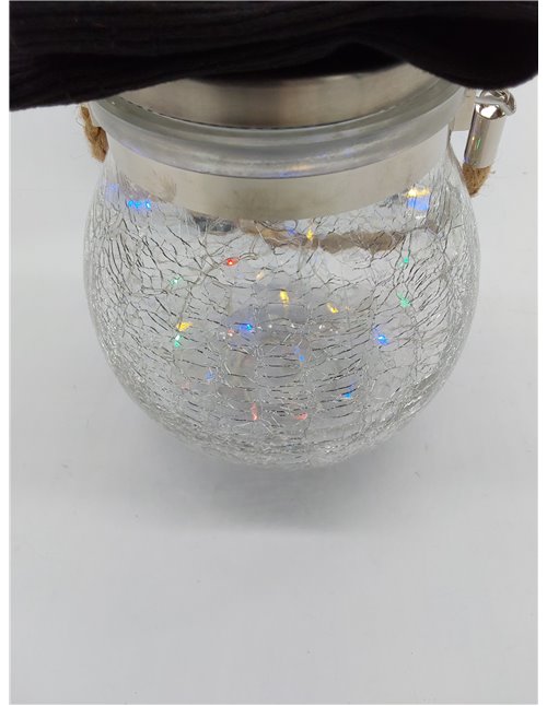 M Ledme - Farolillo Solar Exterior Multicolor, SphereGlass Linternas de Cristal RGB para Jardín, Luz con Soporte Extraíble, Lámp