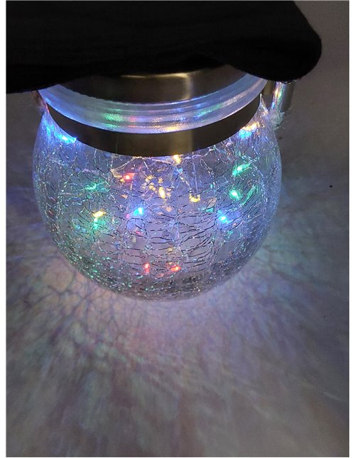 M Ledme - Farolillo Solar Exterior Multicolor, SphereGlass Linternas de Cristal RGB para Jardín, Luz con Soporte Extraíble, Lámp