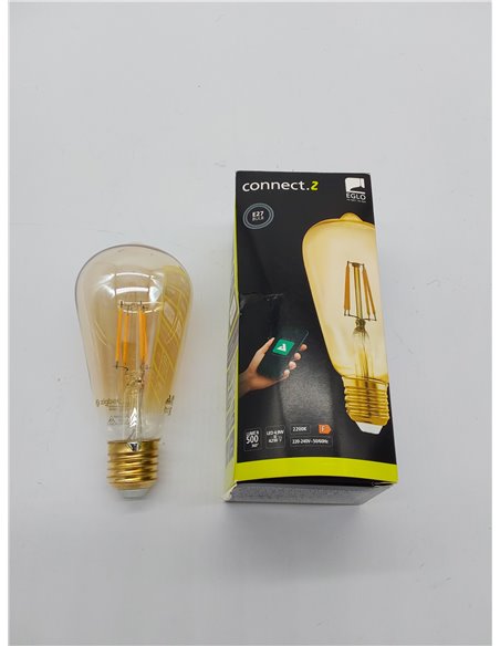EGLO connect.z Smart Home bombilla LED E27, ST64, ZigBee, control de voz y de la aplicación, regulable, blanco cálido, 500 lúmen