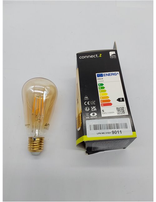 EGLO connect.z Smart Home bombilla LED E27, ST64, ZigBee, control de voz y de la aplicación, regulable, blanco cálido, 500 lúmen