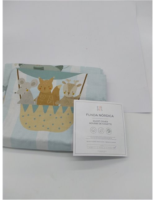 Pirinins Funda Nordica 100% Algodon Organico para Cuna Infantil de 60x120 cm Reversible, Prevenir Alergia, Ultra Suave, Colecció
