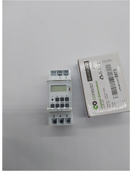 conecto Interruptor horario Digital para Carril DIN/Panel de Control, 10 programas de conmutación, horario de Verano + Temporiza