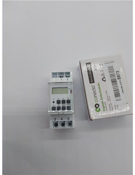 conecto Interruptor horario Digital para Carril DIN/Panel de Control, 10 programas de conmutación, horario de Verano + Temporiza