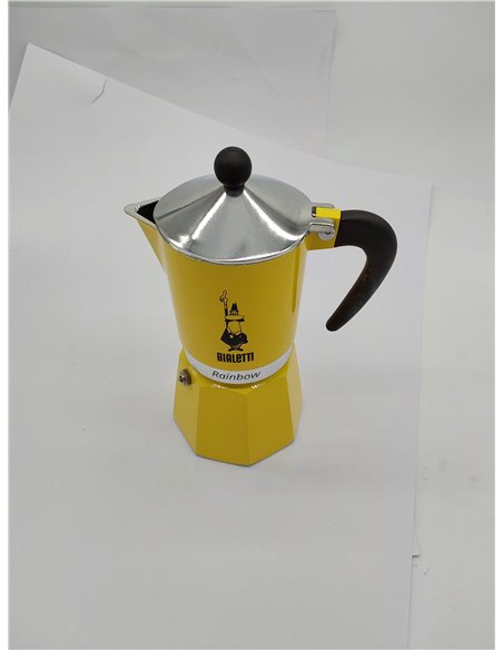 Bialetti Rainbow Cafetera Italiana Espresso, 6 Tazas, Aluminio, Amarillo 