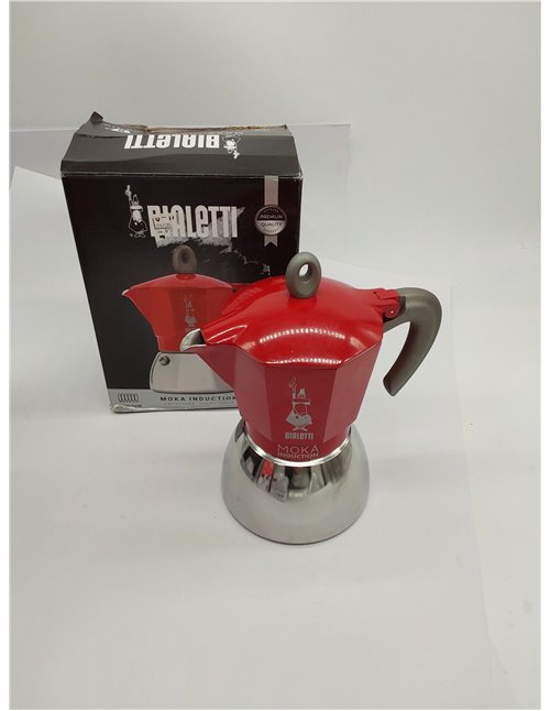 Bialetti - Cafetera Moka de Inducción, Adecuada para todo tipo de Placas, 6 Tazas de Café Espresso (280 Ml), Rojo