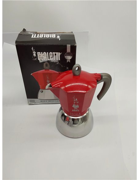 Bialetti - Cafetera Moka de Inducción, Adecuada para todo tipo de Placas, 6 Tazas de Café Espresso (280 Ml), Rojo