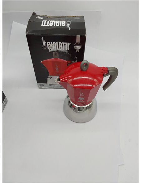 Bialetti - Cafetera Moka de Inducción, Adecuada para todo tipo de Placas, 6 Tazas de Café Espresso (280 Ml), Rojo