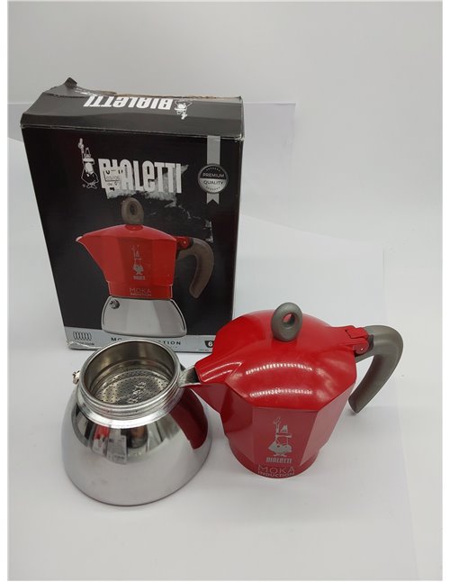 Bialetti - Cafetera Moka de Inducción, Adecuada para todo tipo de Placas, 6 Tazas de Café Espresso (280 Ml), Rojo