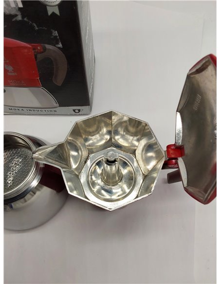 Bialetti - Cafetera Moka de Inducción, Adecuada para todo tipo de Placas, 6 Tazas de Café Espresso (280 Ml), Rojo