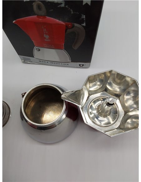Bialetti - Cafetera Moka de Inducción, Adecuada para todo tipo de Placas, 6 Tazas de Café Espresso (280 Ml), Rojo