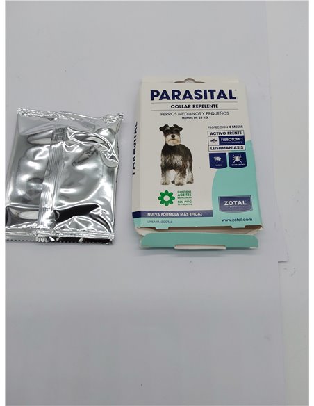 Collar Antiparasitario para Perros Pequeños y Medianos de Parasital - Zotal, Repelente ante Mosquitos, Pulgas y Garrapatas. Acti