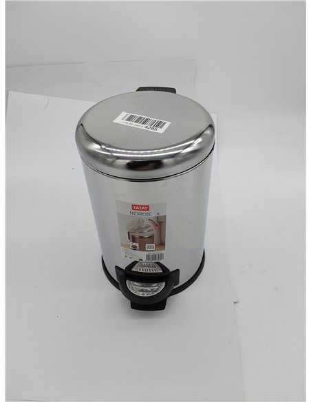 Tatay Papelera Baño con Pedal de Acero Inoxidable, 3L de Capacidad, Interior Extraíble, Cierre con Caída Amortiguada, Libre de B